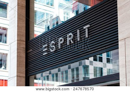 Berlin, Germany - June 2018: The Esprit Logo On Store Exterior / Shop Facade  In Berlin, Germany