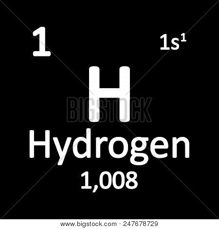 Periodic Table Element Hydrogen Icon On White Background. Vector Illustration.