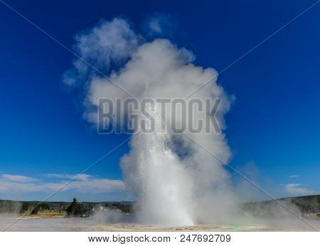 Eruption Of The Great Fountain Geyser In Yellowstone National Park