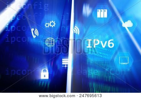 Big Data Analytics, Internet And Modern Technology Concept On Server Room Background.