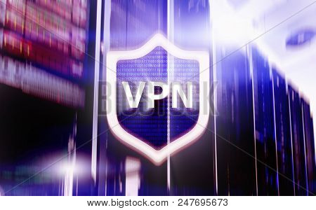 Big Data Analytics, Internet And Modern Technology Concept On Server Room Background.