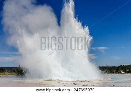 Eruption Of The Great Fountain Geyser In Yellowstone National Park