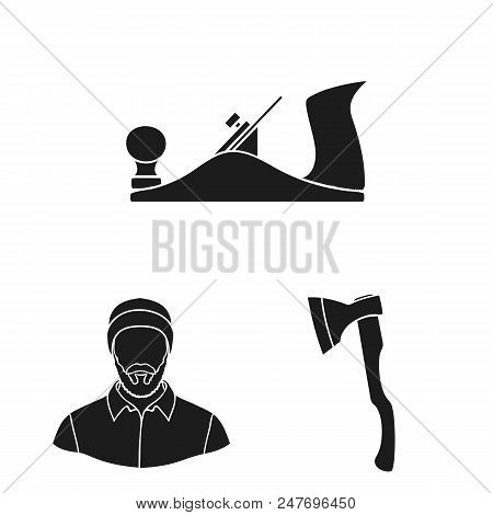 Sawmill And Timber Black Icons In Set Collection For Design. Hardware And Tools Vector Symbol Stock 