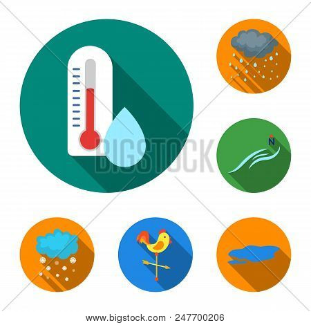 Different Weather Flat Icons In Set Collection For Design.signs And Characteristics Of The Weather V