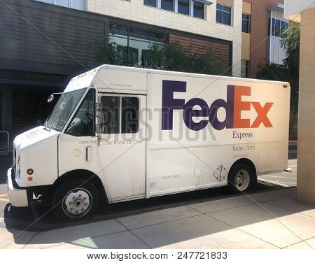 Scottsdale,Az/USA - 6-28-18 - FedEx is known for its overnight shipping service and pioneering tracking system, providing real-time updates on package location.