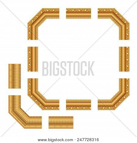 Baguette, Frame Of Gold Color Of Selective Length