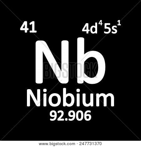 Periodic Table Element Niobium Icon On White Background. Vector Illustration.