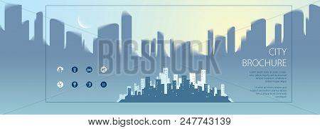 Wide Panjrama Minimal City Traveling Tourist Information. Brochure, Flyer, Cover, Poster Or Guideboo