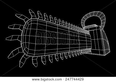 Chainsaw Model. Wireframe Low Poly Mesh Vector Illustration