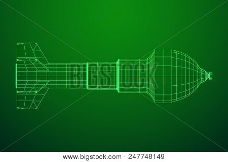 Missile, Nuclear Bomb Or Mortar Mine Wireframe Low Poly Mesh Vector Illustration