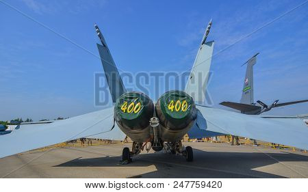 Singapore - Feb 10, 2018. Boeing Fa-18e Super Hornet Of United States Air Force (usaf) On Display In