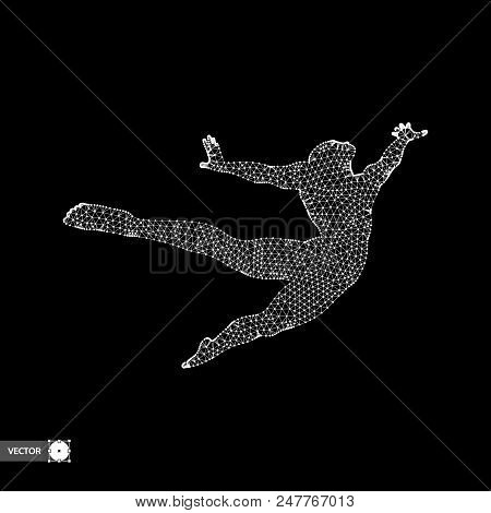 Leadership Concept. Jumping Man. Emblem For Sport Championship. Vector Illustration.