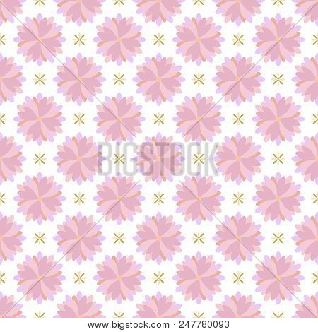 Abstract Flowers Seamless Pattern Colorful Tiles Vector Illuctration. Can Be Used For Wallpaper, Pat