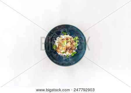 Vietnamese style caramel pork with rice and vegetable