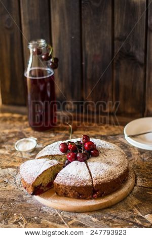 Viennese Pie With Cherry. Traditional Cherry Pie. Crostata Witj Berries. Stewed Fruit In Bottle. Sug