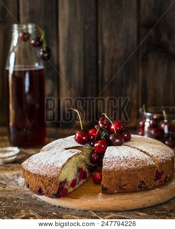 Viennese Pie With Cherry. Traditional Cherry Pie. Crostata Witj Berries. Stewed Fruit In Bottle. Sug