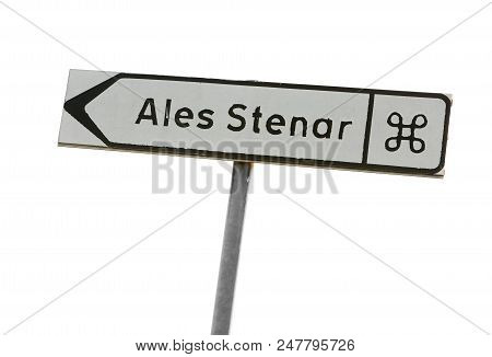 Signpost With Direction To The Stone Ship Ales Stones Located Near Kaseberga In The Swedish Province