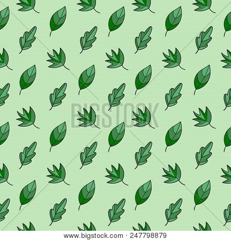 Background With Leaves. Seamless Pattern Can Be Used For Wrapping Paper, Surface Textures, Textile A