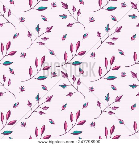 Gentle Background With Multicolored Leaves. Pattern Can Be Used For A Fabric, A Tile And More Creati