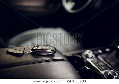 Car Keys. Auto Dealership Concept. Black Salon