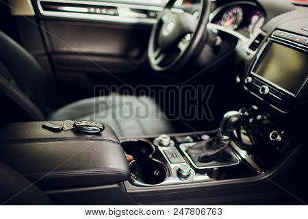 Car Keys. Auto Dealership Concept. Black Salon