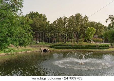 Community Lake With Outfall Sewer In America
