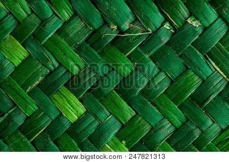 Green Vimini Bamboo Weaving Texture Background Pattern