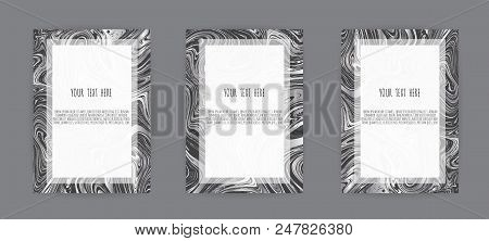 Set Of Elegant Card, Background. Black And Golden Marble Texture. Vector Illustration