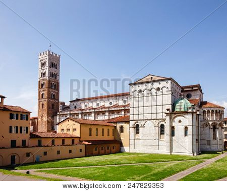 Roman Catholic Lucca Cathedral (Duomo di Lucca, Cattedrale di San Martino) romanesque exterior, Tuscany, Italy