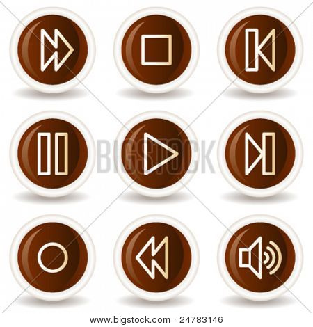 Pulsanti Walkman web icone, cioccolato
