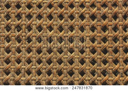 Close Up Of Wooden Basket Made From Ratten Texture Background. Material And Nature Conept. Wallpaper