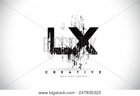 Lx L X Grunge Brush Letter Logo Design In Black Colors. Creative Brush Letters Vector Illustration.