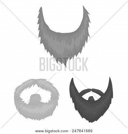 Mustache And Beard, Hairstyles Monochrome Icons In Set Collection For Design. Stylish Haircut Vector