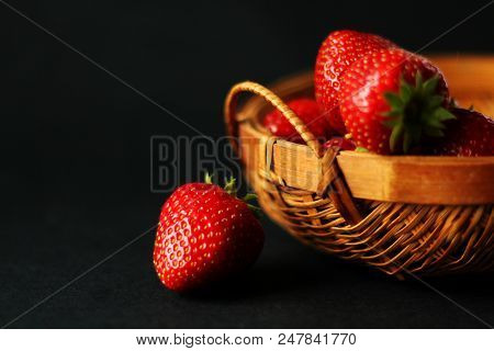 Fresh Strawberries In The Basket, Selective Focus