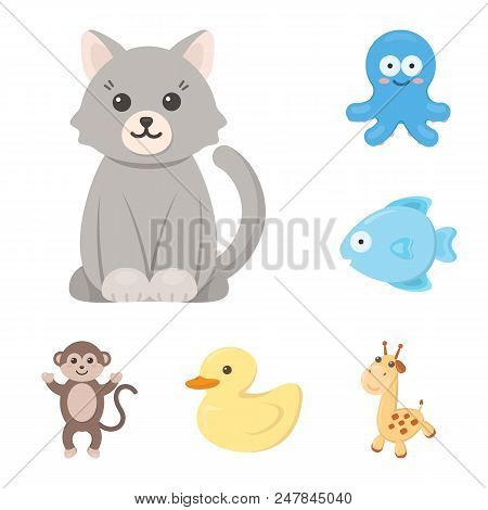 An Unrealistic Cartoon Animal Icons In Set Collection For Design. Toy Animals Vector Symbol Stock  I