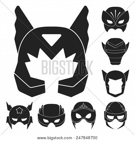 Carnival Mask Black Icons In Set Collection For Design.mask On The Eyes And Face Vector Symbol Stock