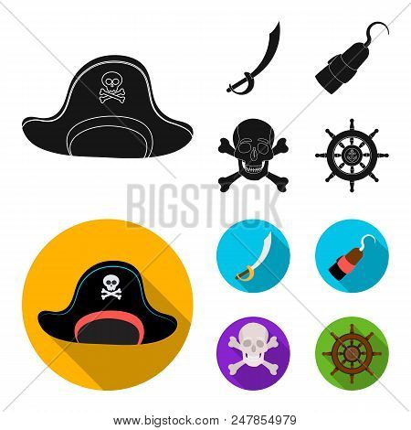 Pirate, Bandit, Cap, Hook .pirates Set Collection Icons In Black, Flat Style Vector Symbol Stock Ill