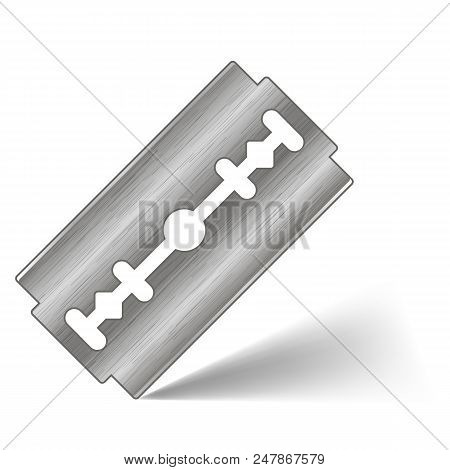 Traditional Double Edge Razor Blade Isolated On White Background. Tool For Haircut And Shave. Stainl
