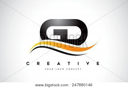 Gd G D Swoosh Letter Logo Design With Modern Yellow Swoosh Curved Lines Vector Illustration.