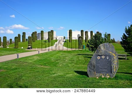 Alrewas, Uk - April 18, 2018 - Road And Steps Leading To The Front Of The Armed Forces Memorial With
