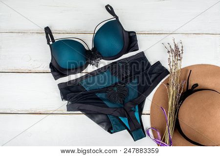 Women's Underwear On A Wooden Background