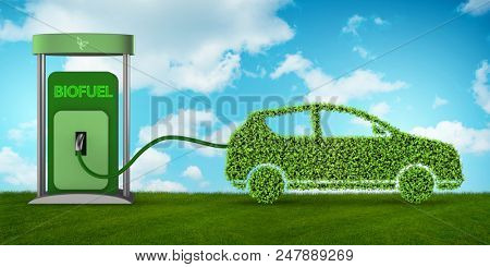Car powered by biofuel - 3d rendering