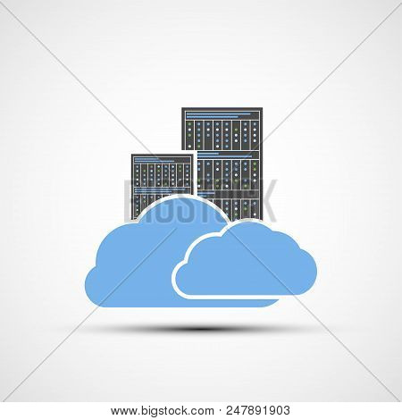 Icon Cloud Computing. Server For Data Storage. Logo Of Datacenter. Stock Vector Illustration.