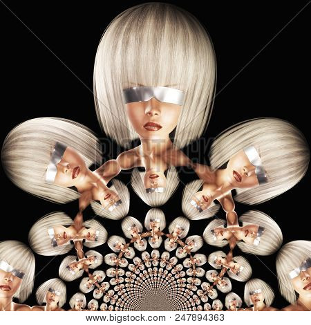 Digital Illustration Of A Girls Face, Digital Model