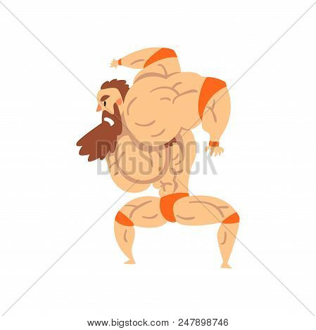 Powerful Wrestler Character Fighting, Professional Fighter Of Recreational Sports Show Vector Illust
