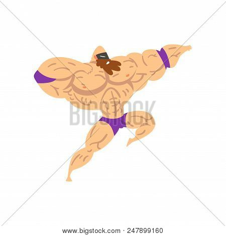Powerful Wrestler Character In Flying Jump Kick, Professional Fighter Of Recreational Sports Show Ve