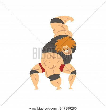 Powerful Wrestling Fighter Character, Professional Wrestler Of Recreational Sports Show Vector Illus