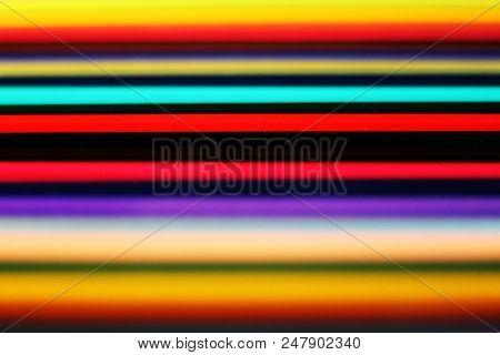 Abstract Background, Selective Focus With Close Up On Colorful Pencils