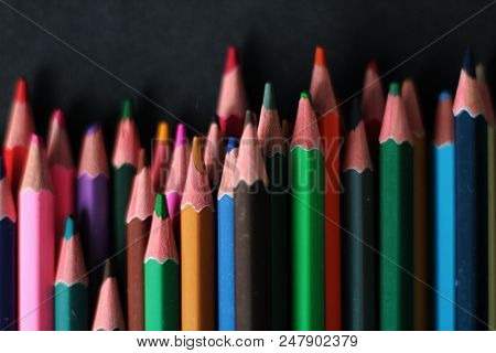 Close Up On Colorful Pencils Concept, Selective Focus