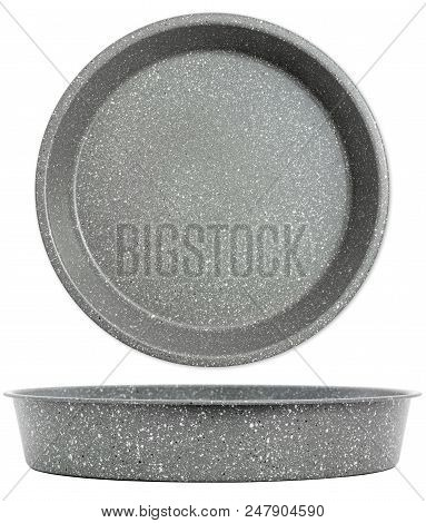 The Round Shape Of The Utensils For Baking. Baking Dish On Isolated Background.